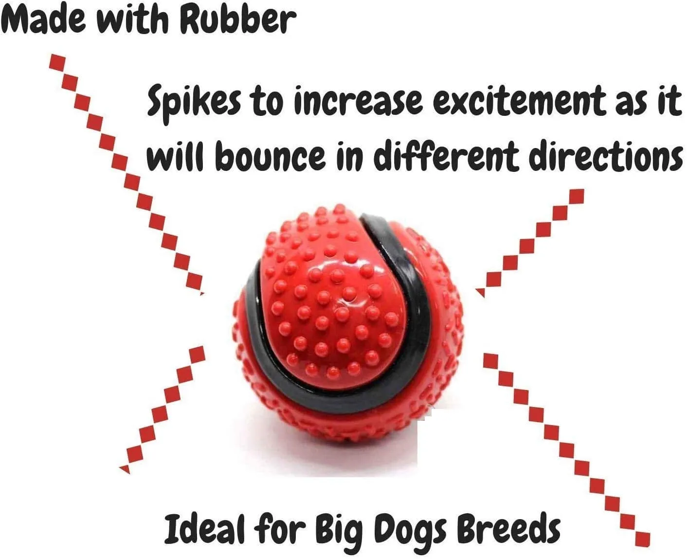 Goofy Tails Big Rubber Durable Dog Ball (11 cm) for Medium and Large Dogs (Color May Vary)