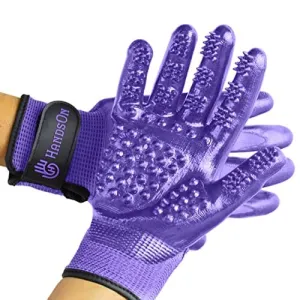 Hands On Pet Grooming & Bathing Gloves - Purple - Junior
