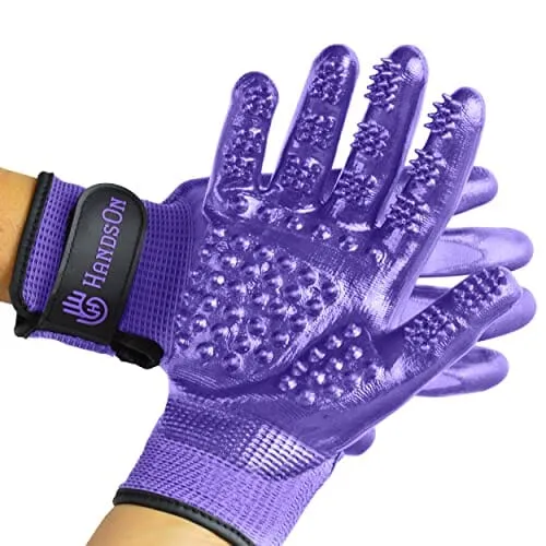Hands On Pet Grooming & Bathing Gloves - Purple - Junior