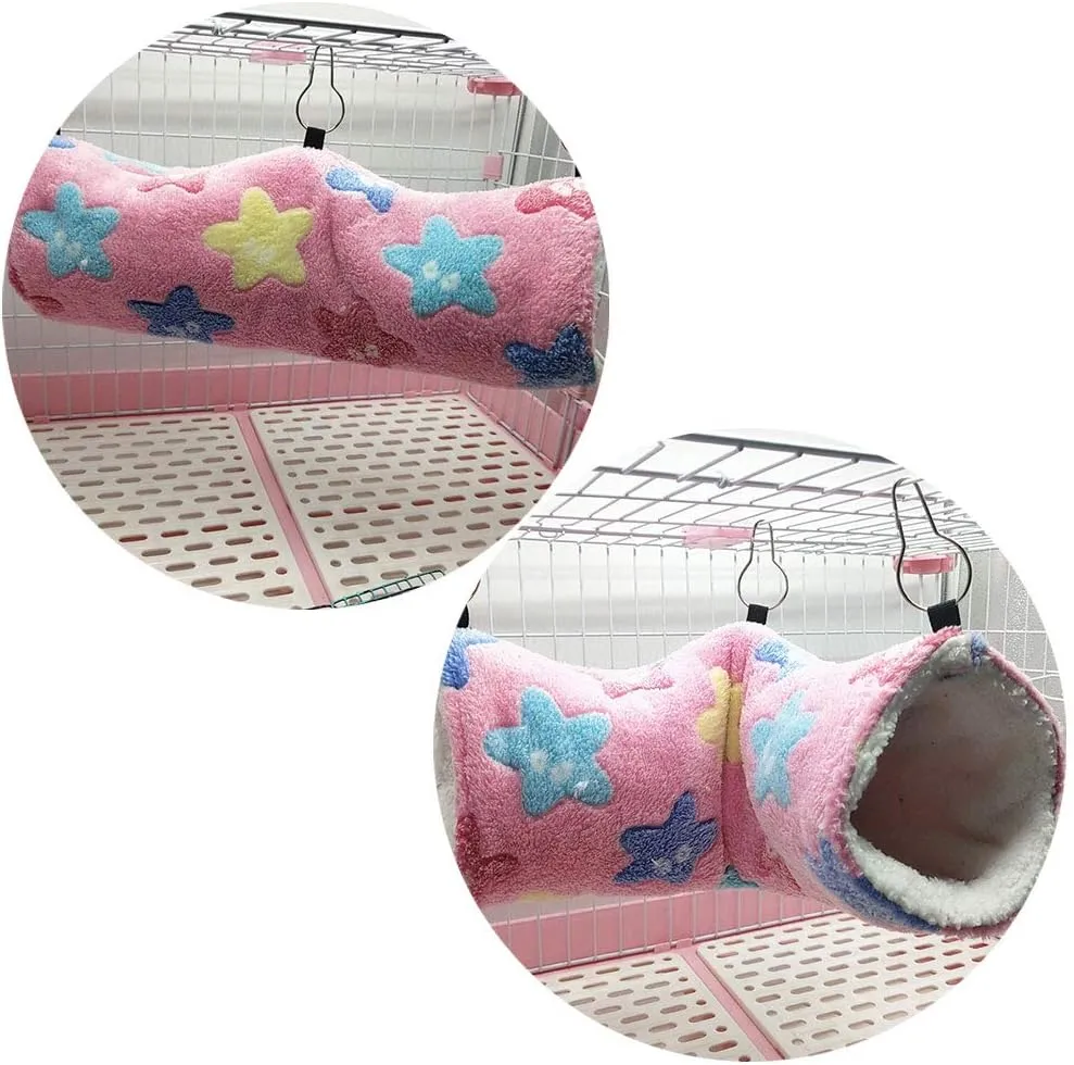 Hanging Tunnel for Small Animals, Hanging Hamster Toys, Sugar Glider Hammock Cage Accessories Bedding for Chinchilla Ferret Squirrel Guinea Pig Rat Playing Sleeping