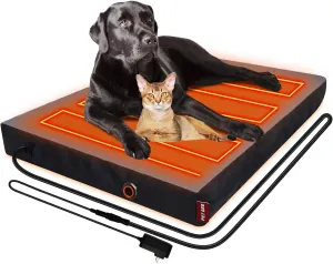 HEATFOX Upgraded Heated Dog Bed with Heating Pad, 24V Safe Voltage Arthritis Bed with Memory Foam, Waterproof Cover for Medium, Large Dogs/XL