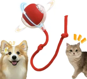 Interactive Cat Toy,Electric DogBall Toy,Cat Toys for Indoor Cats,Chewie Viral Dog Ball,Adjustable Sports RollingToy,Electric Rolling Ball Christmas Birthday Gift for Pets.(Red)