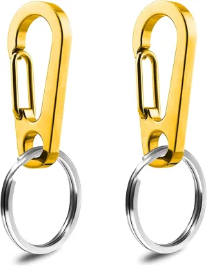 IVIA Dog Tag Clips / 2 Pack/Multiple Size 304 Stainless Steel Quick Clip with Rings/Easy Change Dog Cat ID Tag Holder for Small pet Collars and Harnesses.(2 Small Gold)