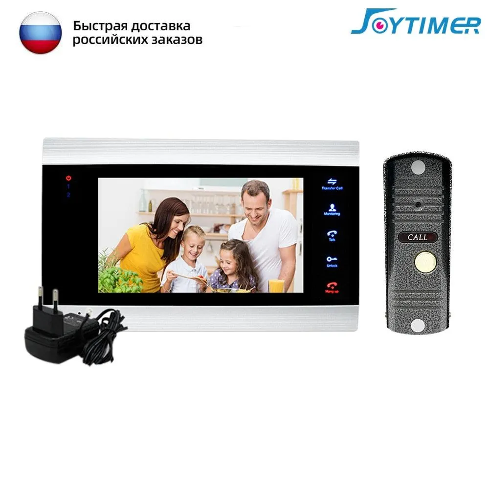 Joytimer Home Video Intercom 1200TVL Video Doorbell Camera for Apartment 7 Inch Monitor Support one-key Unlock, Motion Detection