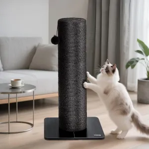 KAMABOKO 29.5" Cat Scratching Post for Large Cats, 7.5" Ultra-Large Diameter Natural Sisal Cat Scratch Post, Scratch-Resistant Tall Cat Scratcher for Indoor Cats, Protect Your Furniture, Black