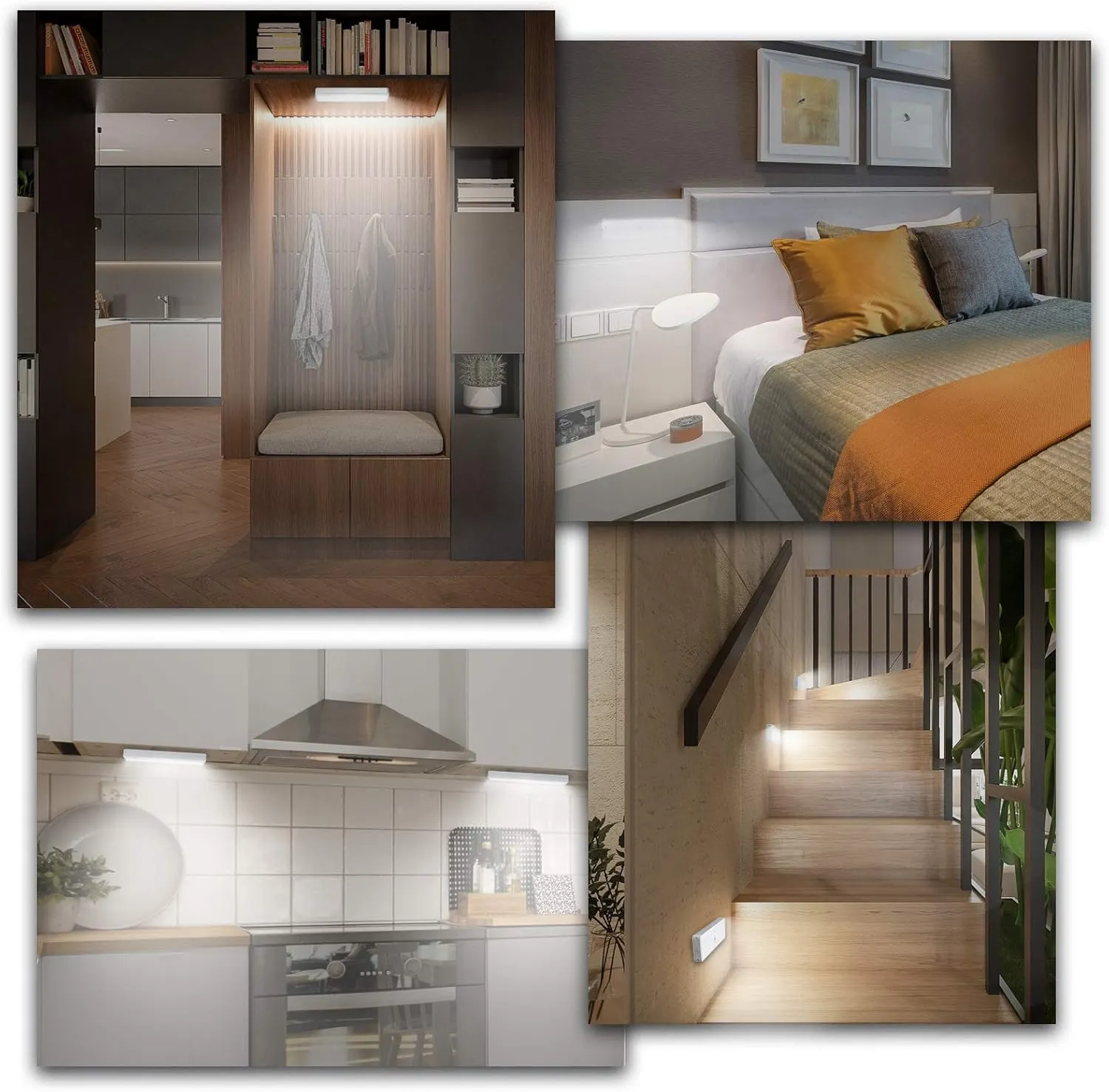 LED Closet Light with Charging Station, 5 Pcs Dimmer Rechargeable Motion Sensor Under Cabinet Lighting with Remote Control, Wireless Stick-Anywhere Night Safe Light Bar for Wardrobe,Kitchen