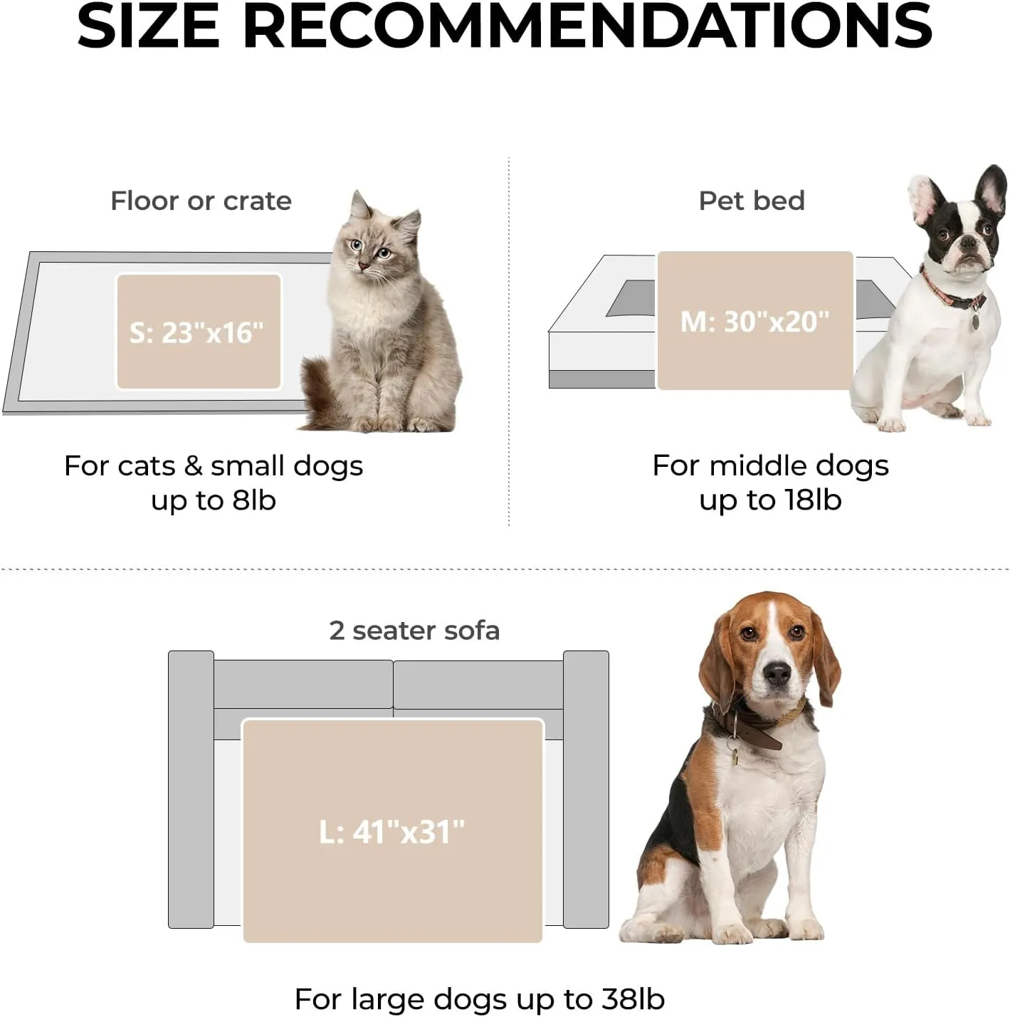LINENLUX 1 Pack 3 Soft Fleece Dog Blanket for Pet Washable Warm Cat Puppy Fluffy Calming Flannel Beige/Pink/Grey Small