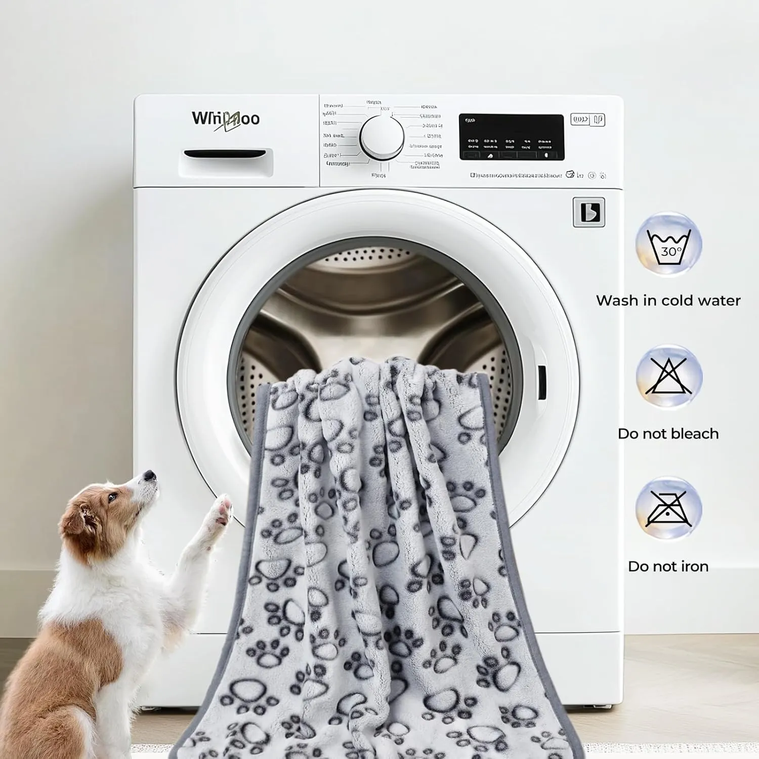 Luciphia Premium Soft Dog Blanket for Small Medium Large Dogs Washable 300GSM Fluffy Warm Fleece Puppy Cat Paw Print Pet Flannel Grey Paw M(30"x20")