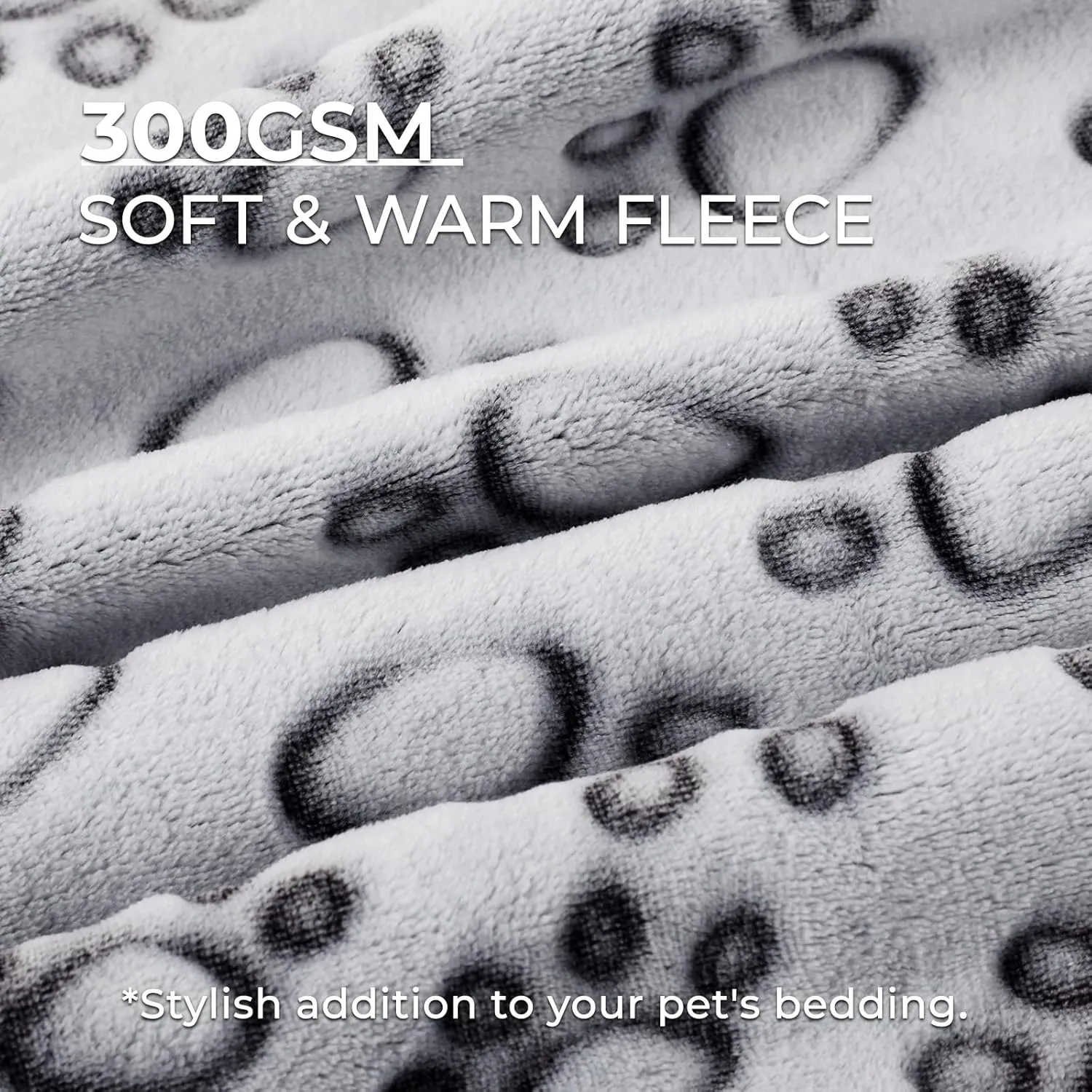 Luciphia Premium Soft Dog Blanket for Small Medium Large Dogs Washable 300GSM Fluffy Warm Fleece Puppy Cat Paw Print Pet Flannel Grey Paw M(30"x20")