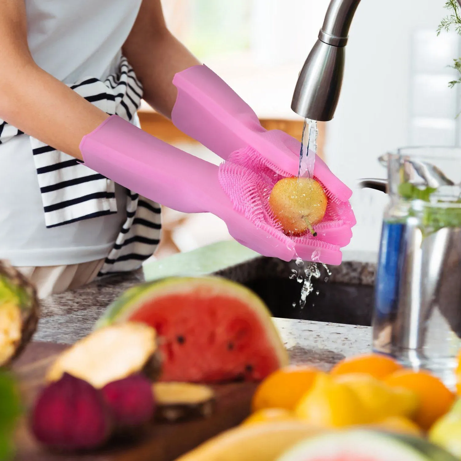 Magic Silicone Brush Dishwashing Gloves