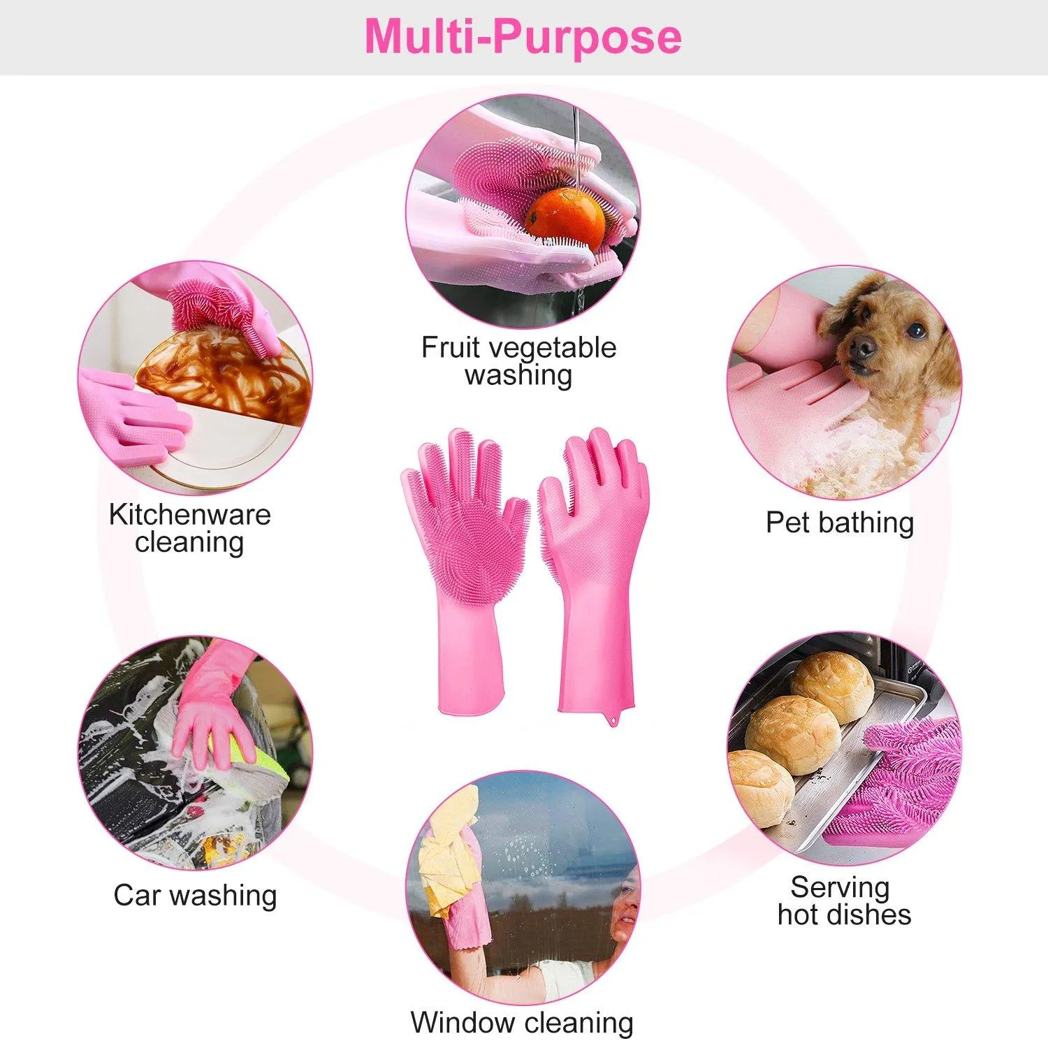 Magic Silicone Brush Dishwashing Gloves