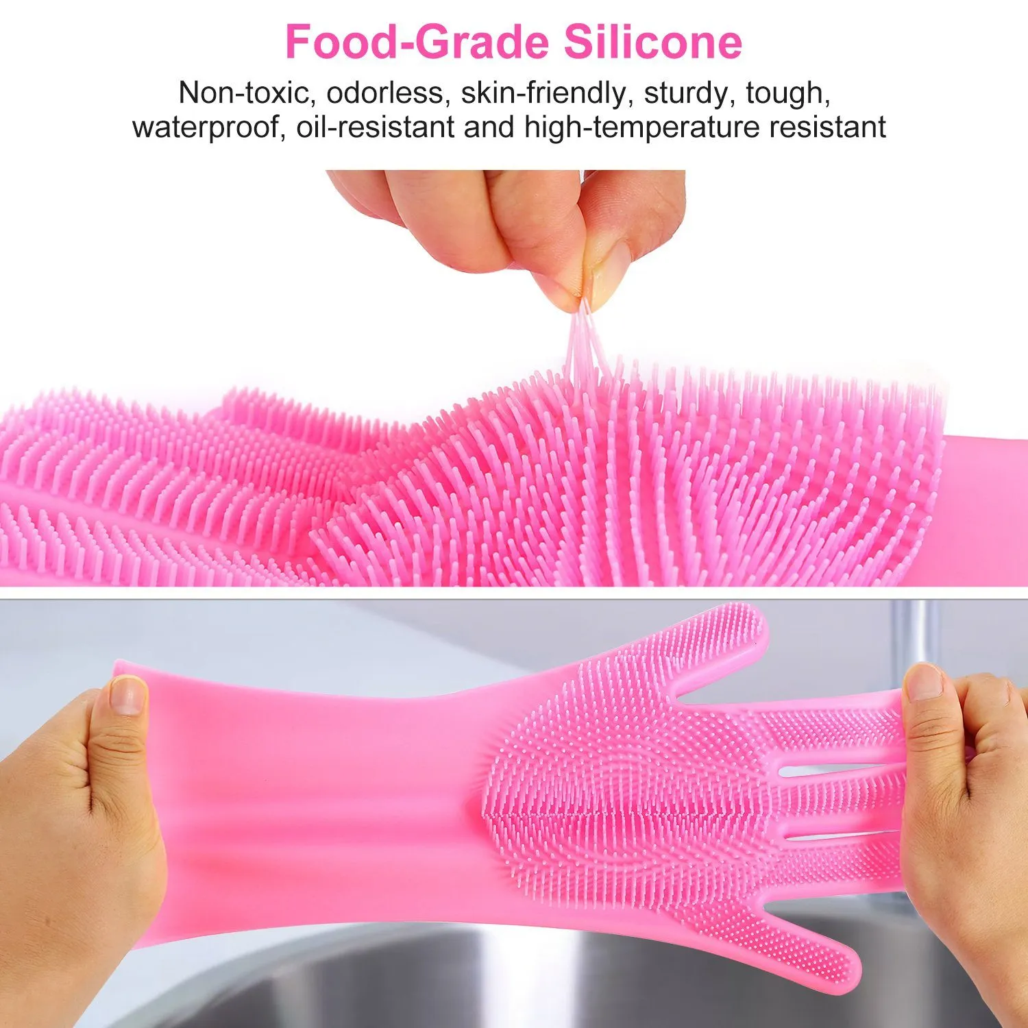 Magic Silicone Brush Dishwashing Gloves