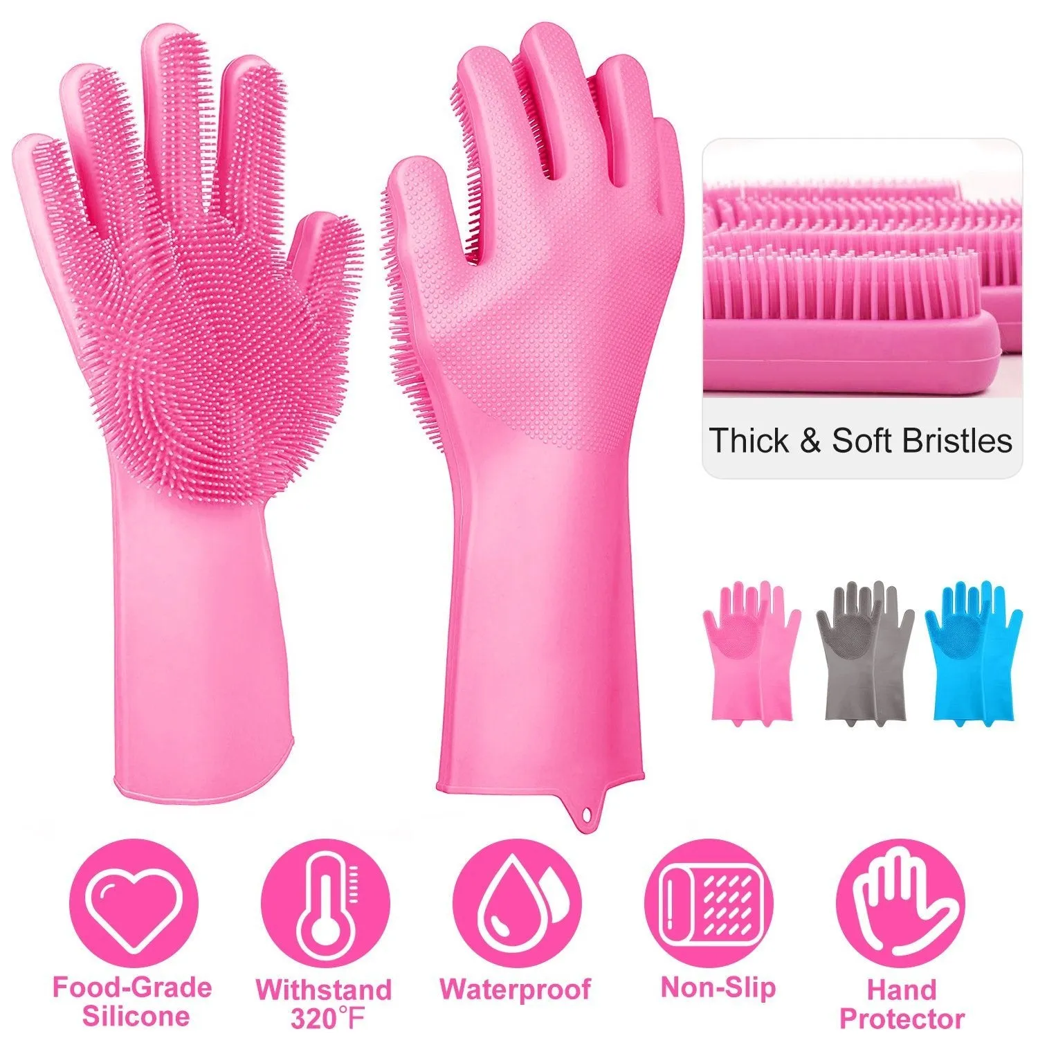 Magic Silicone Brush Dishwashing Gloves