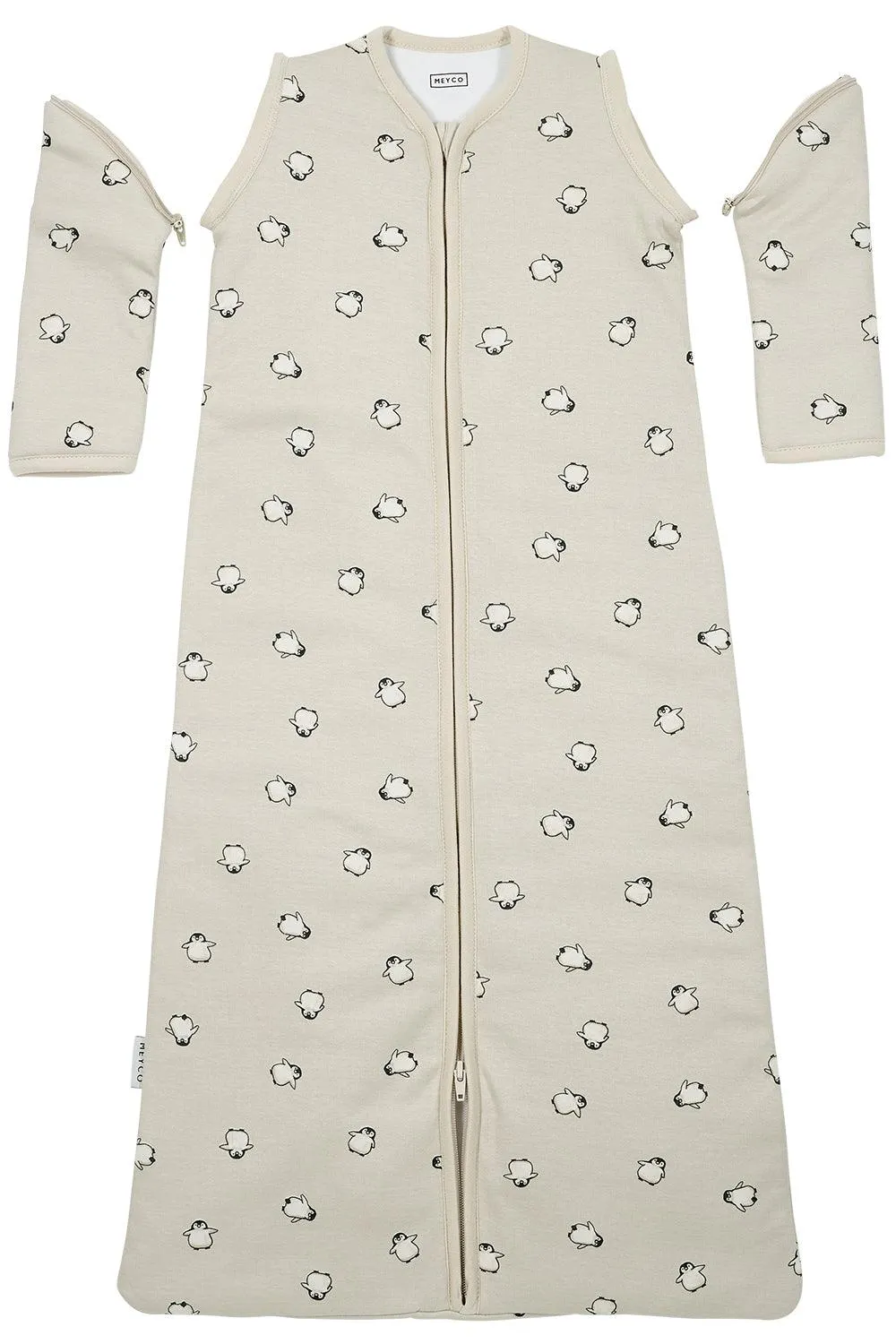 Meyco Baby Sleeping Bag With Detachable Sleeves Penguin - Soft Sand - 60cm