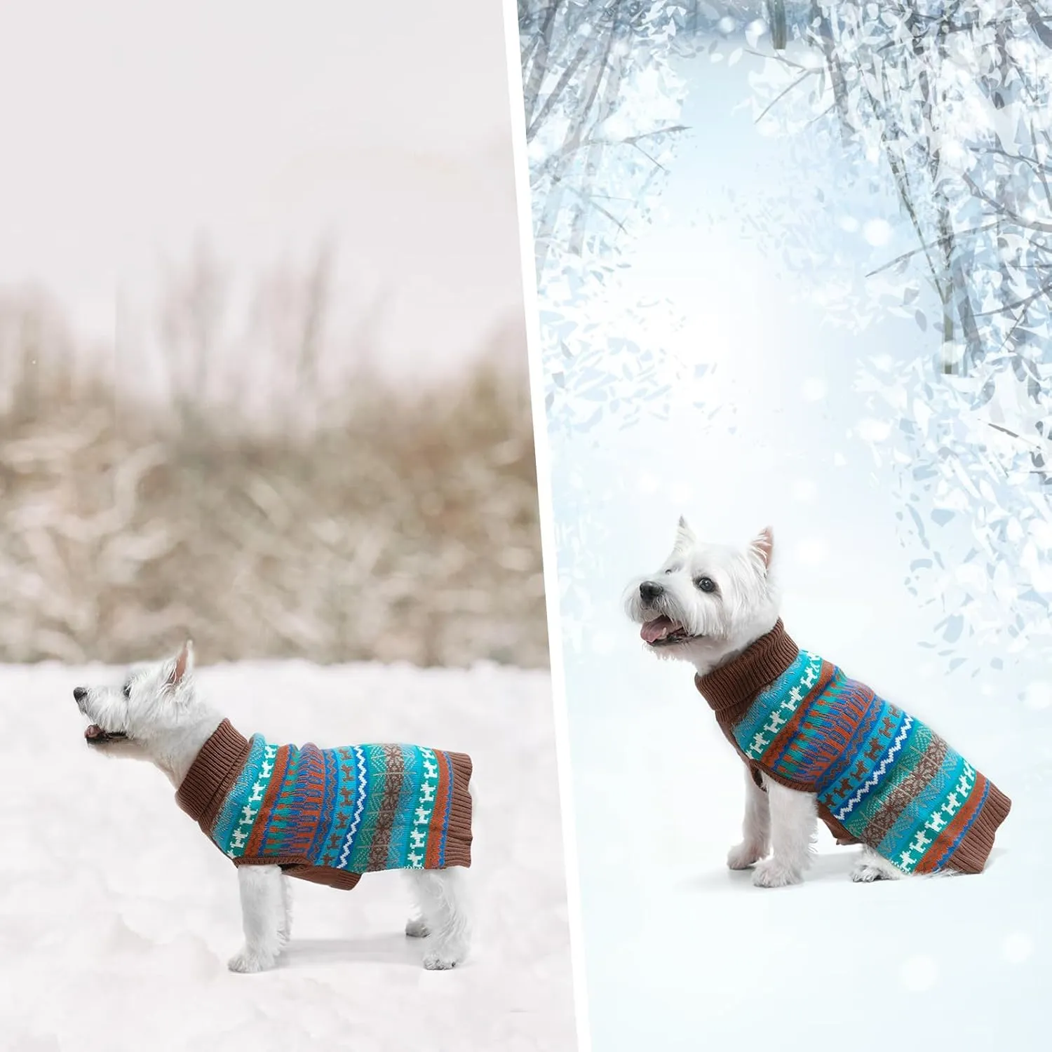 Mihachi Dog Sweater - Winter Coat Apparel Clothes with Colorful Stripes for Cold Weather