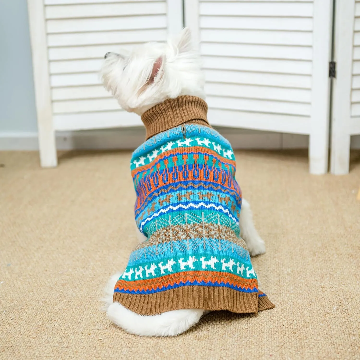 Mihachi Dog Sweater - Winter Coat Apparel Clothes with Colorful Stripes for Cold Weather