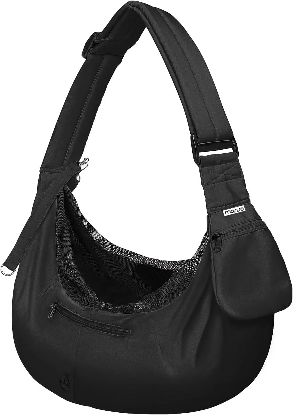 MOSISO Small Dog Cat Sling Carrier, Pet Carrier Tote Bag Purse Hands Free Adjustable Padded Strap Breathable Polyester Soft Carrying Travel Shoulder Bag with Front Pocket for Dogs Cats, Black