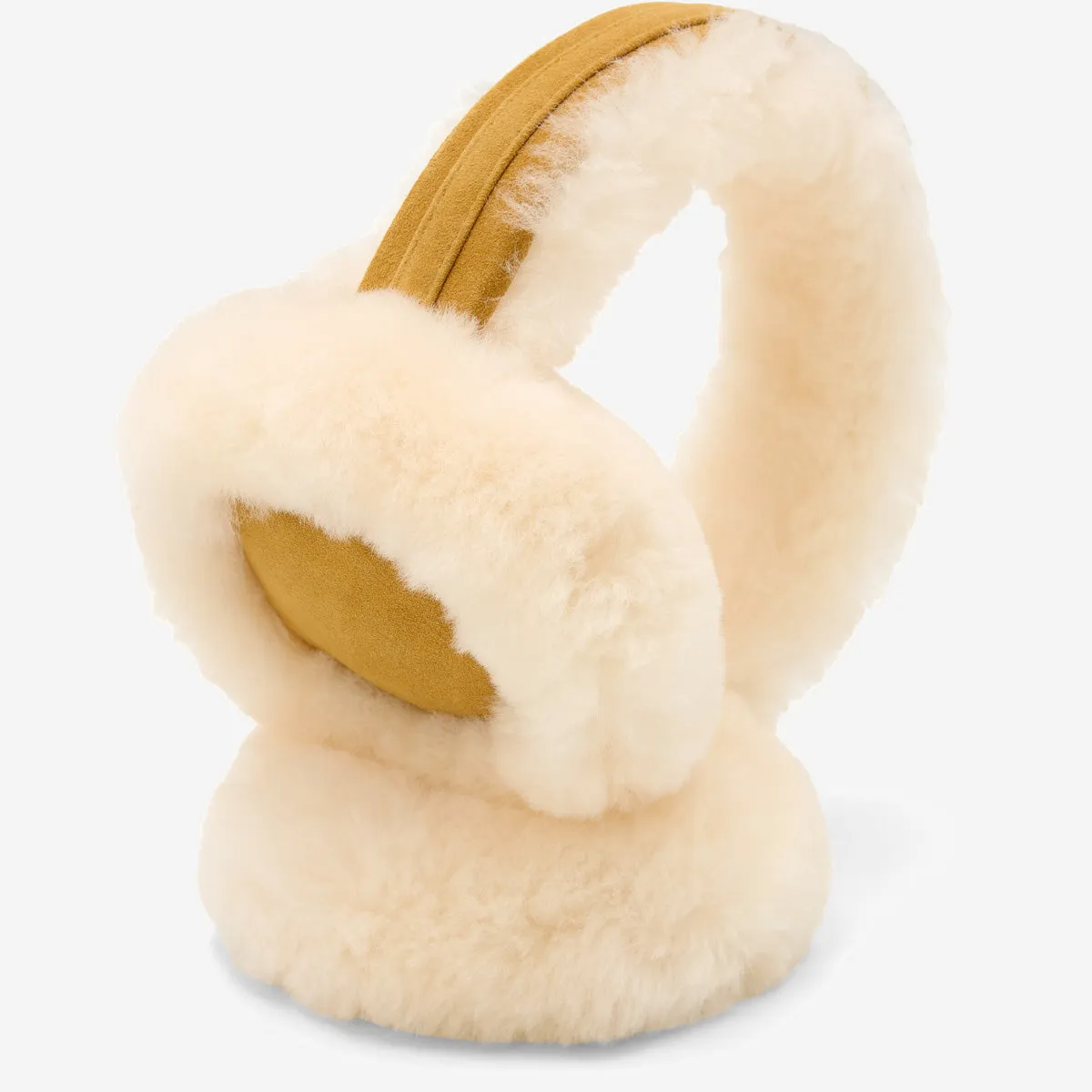 Nathaly (camel) – warm and stylish earmuffs from natural sheepskin and suede