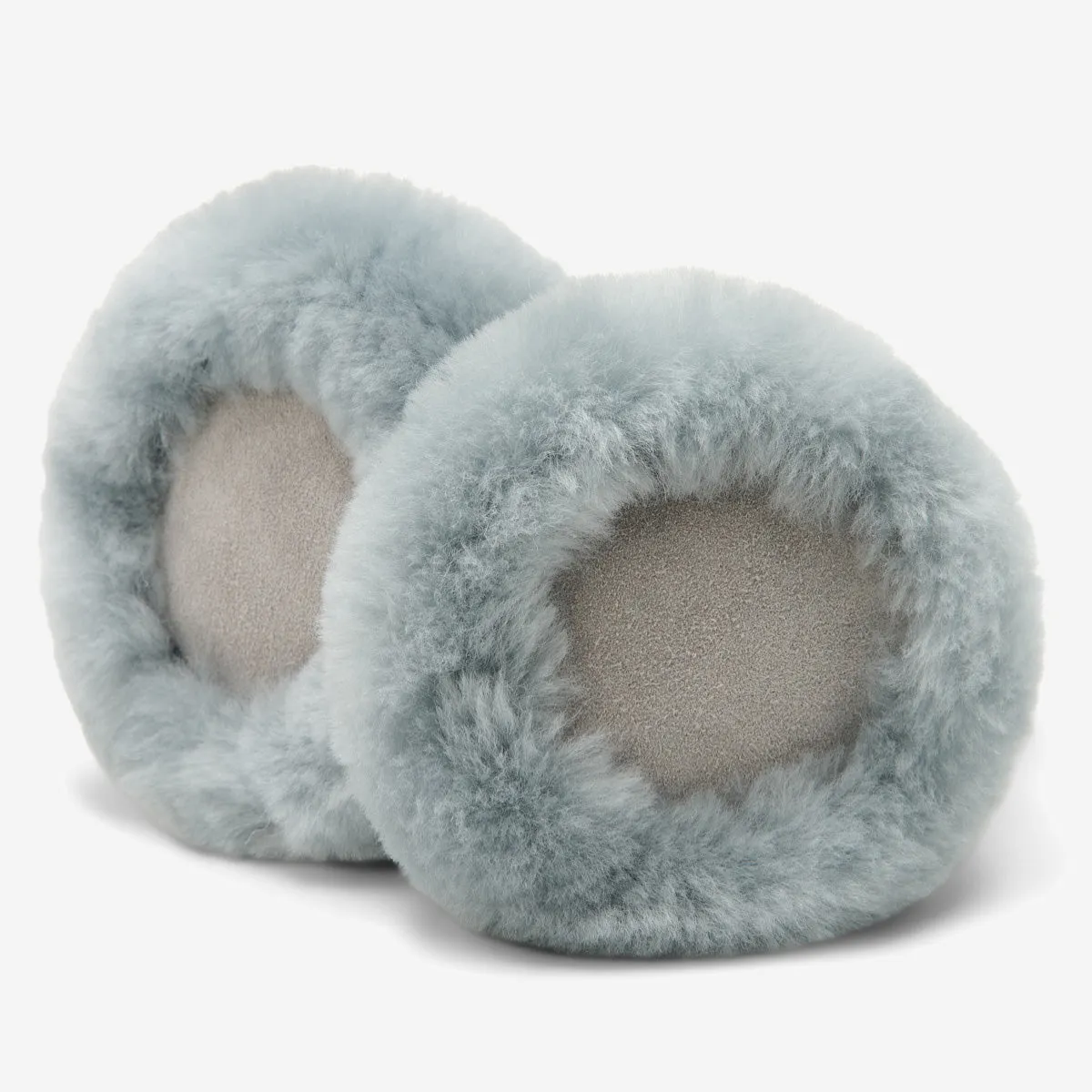Nathaly (grey) – warm and stylish earmuffs from natural sheepskin and suede