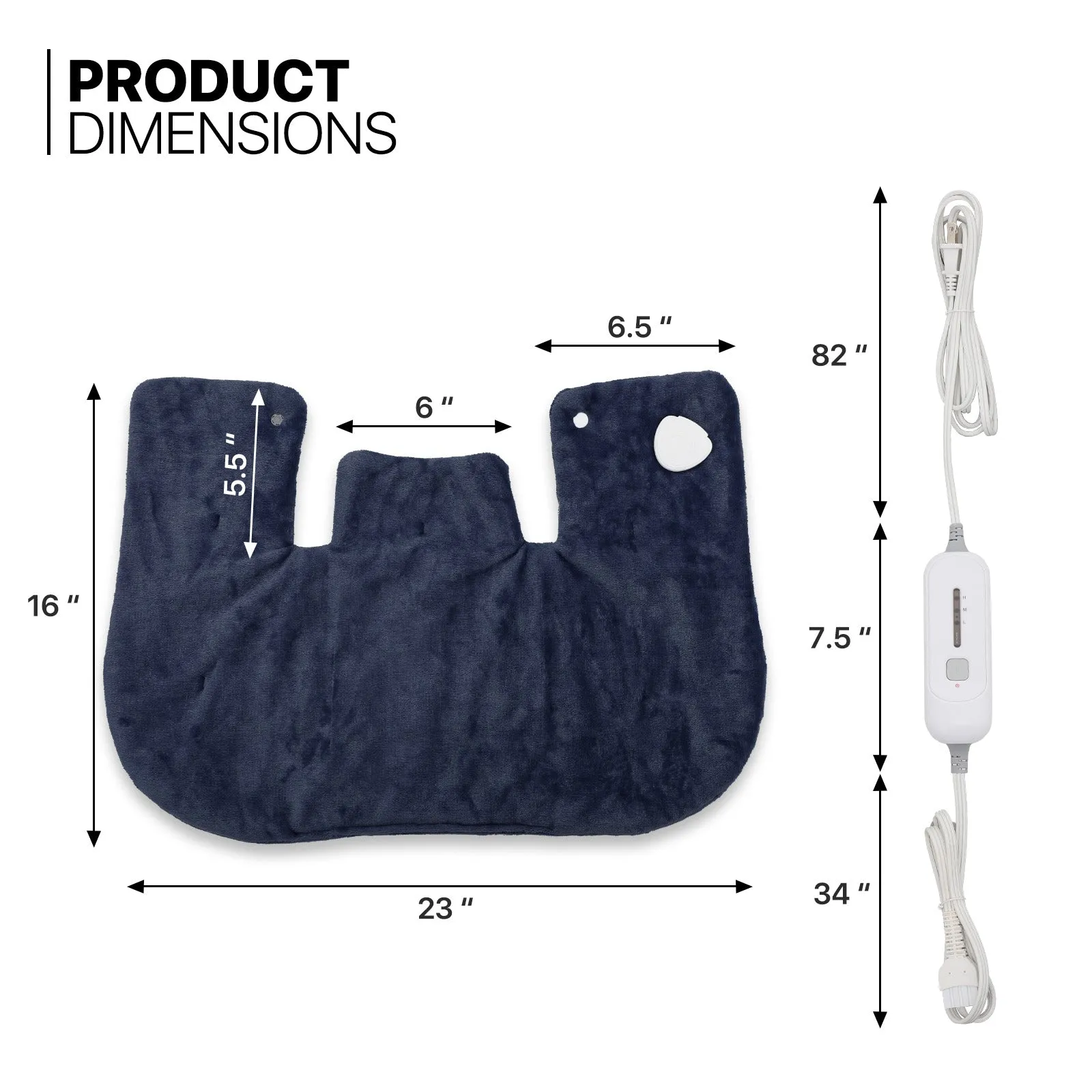 Neck Shoulder Heating Pad - 23" x 16" Cozy Flannel - Half an Hour Timer   3 Heating Levels