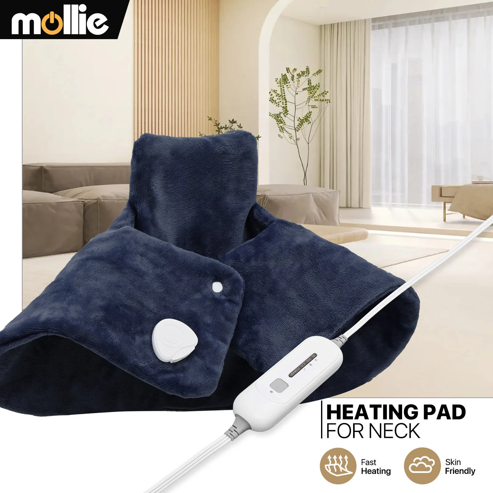 Neck Shoulder Heating Pad - 23" x 16" Cozy Flannel - Half an Hour Timer   3 Heating Levels