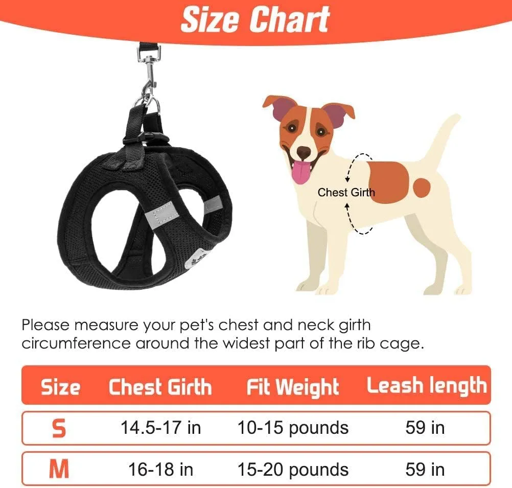 PAWCHIE Puppy Harness and Leash Set - Soft Mesh Dog Vest Harness, Reflective & Adjustable Harness for Small to Medium Dogs, Cats and Puppies