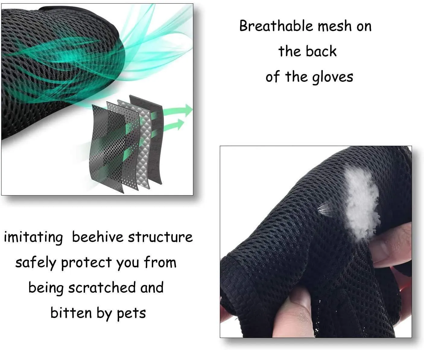 Pet Grooming Glove Gentle Deshedding Brush Glove - 1 Pair