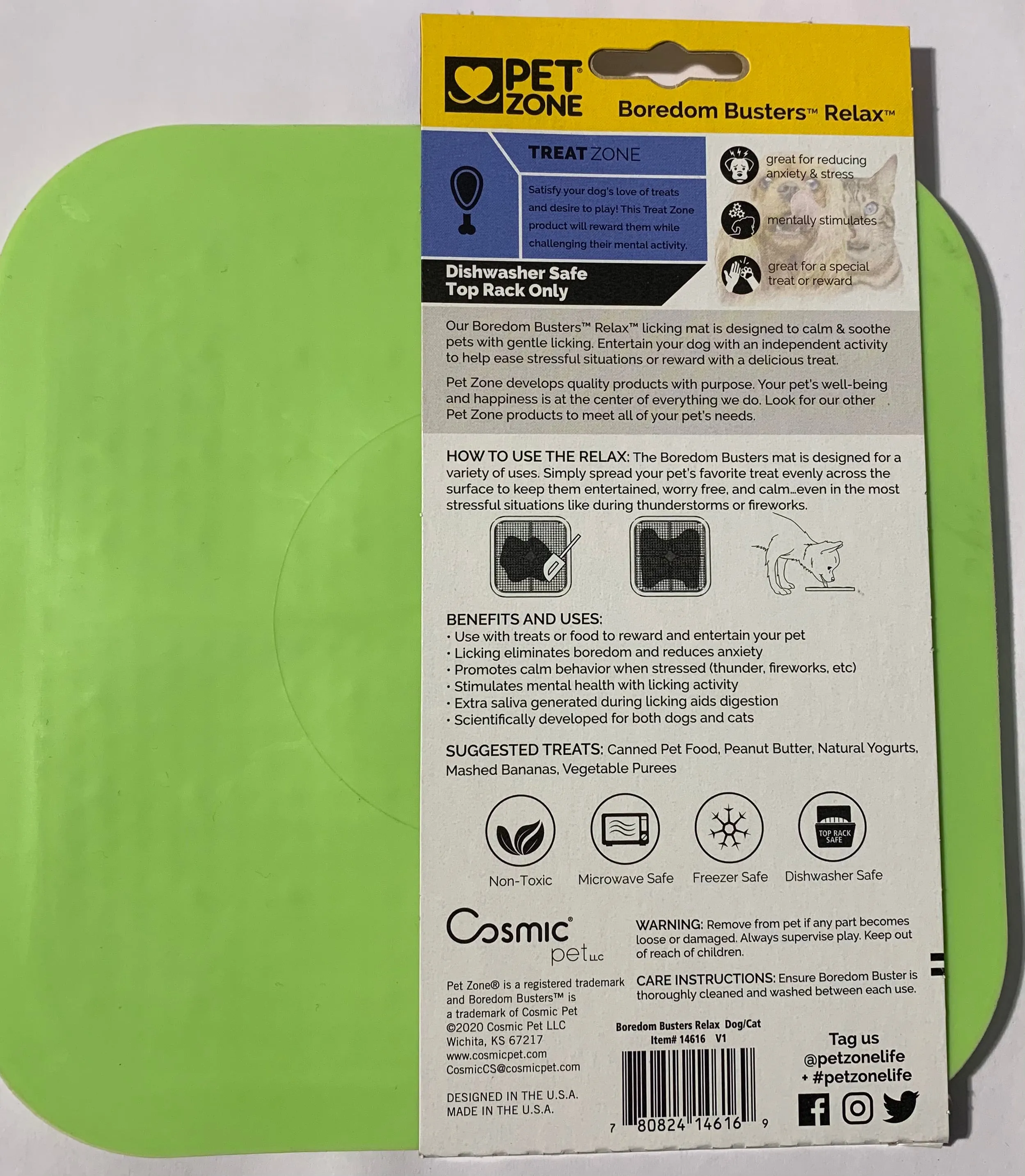 Pet Zone Boredom Busters Relax Slow Feeder Licking Mat for Dogs & Cats
