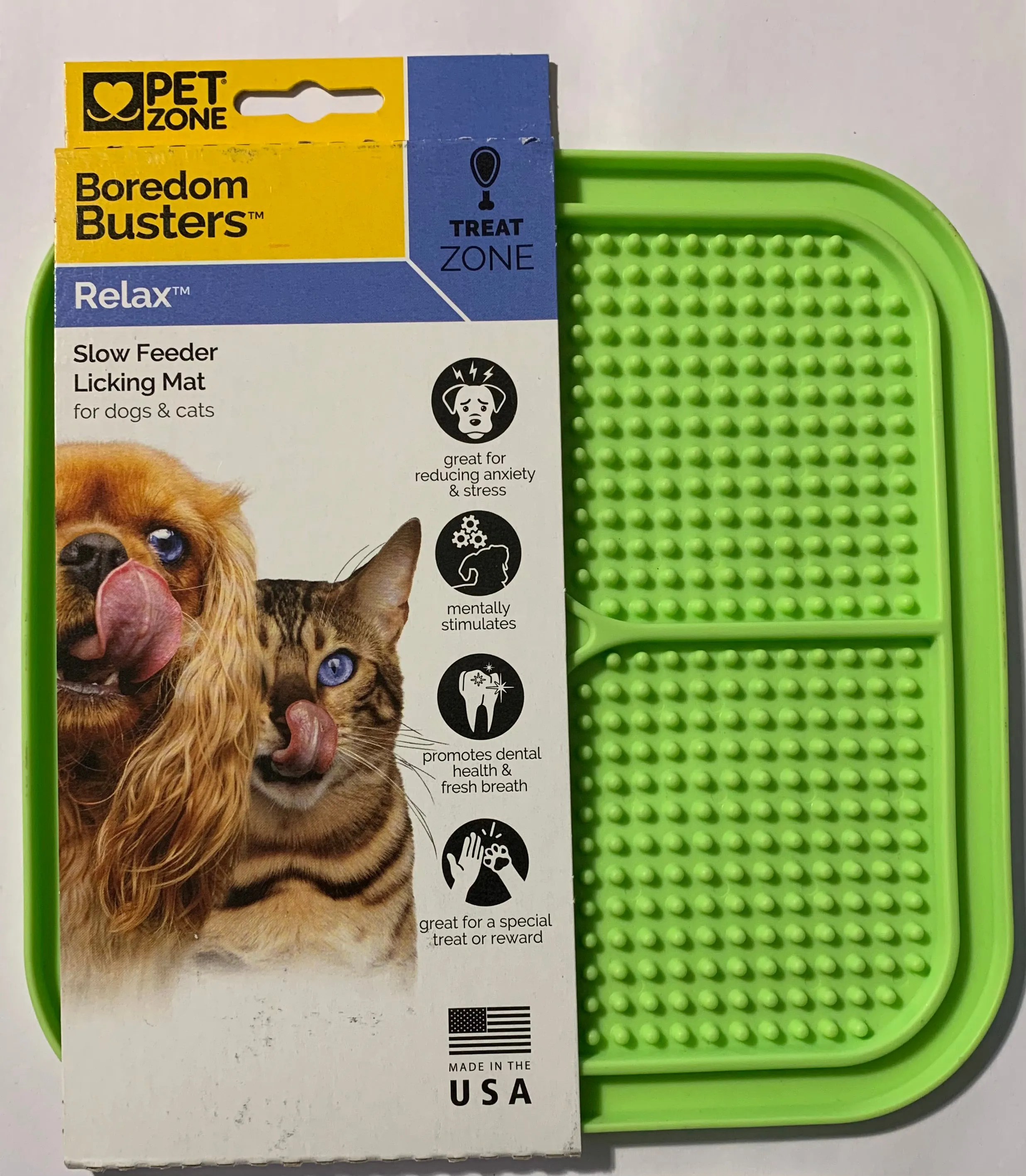 Pet Zone Boredom Busters Relax Slow Feeder Licking Mat for Dogs & Cats
