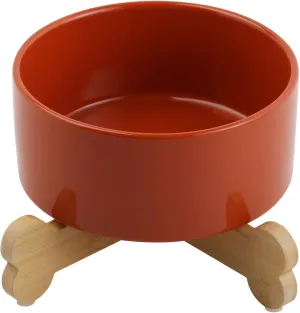 Petygooing Raised/Elevated Ceramic Dog Bowl with Stand for Small and Medium Size Breed,Non-Slip Pet Dish Set for Food Water Feeder for Cats & Puppy Dogs (28OZ/6.1 in) Rust Red