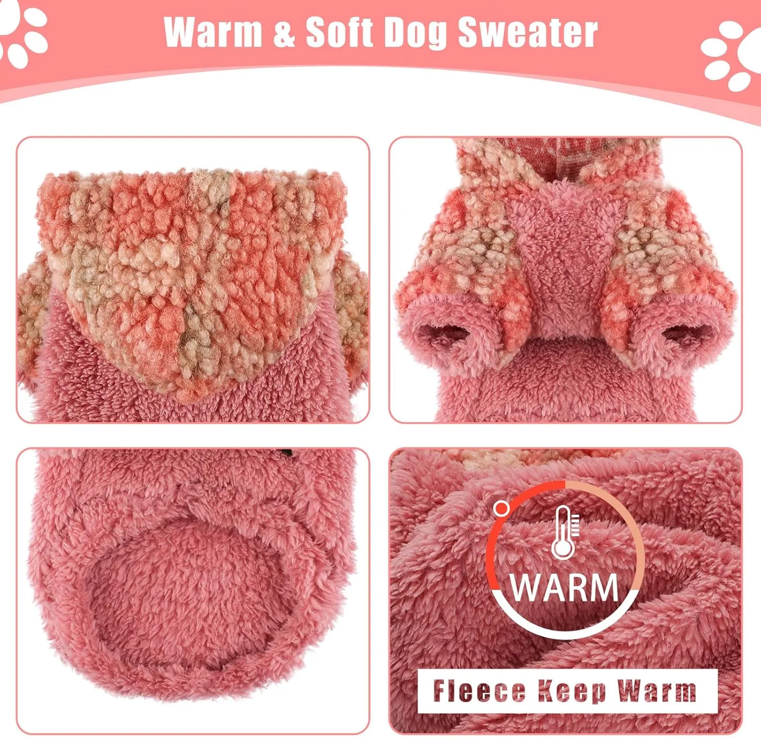 Plaid Dog Hoodie Dog Sweaters for Small Dogs Male Winter Warm Extra Small Puppy Sweater for Chihuahua Teacup Yorkie Soft Fleece Clothes Girl Boy Tiny Outfits Pet Clothing, Red, XS