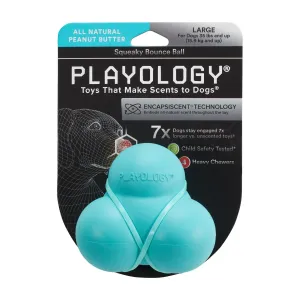 Playology Peanut Butter Scented Bouncy Ball Rubber Dog Toy with Encapsiscent Technology - Large