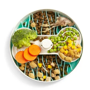 Puzzle Licker Maze Slow Feeder - Triple Texture Dog Bowl for Fun & Healthy Eating (Green)