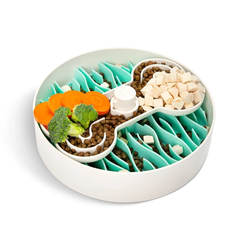 Puzzle Licker Maze Slow Feeder - Triple Texture Dog Bowl for Fun & Healthy Eating (Green)