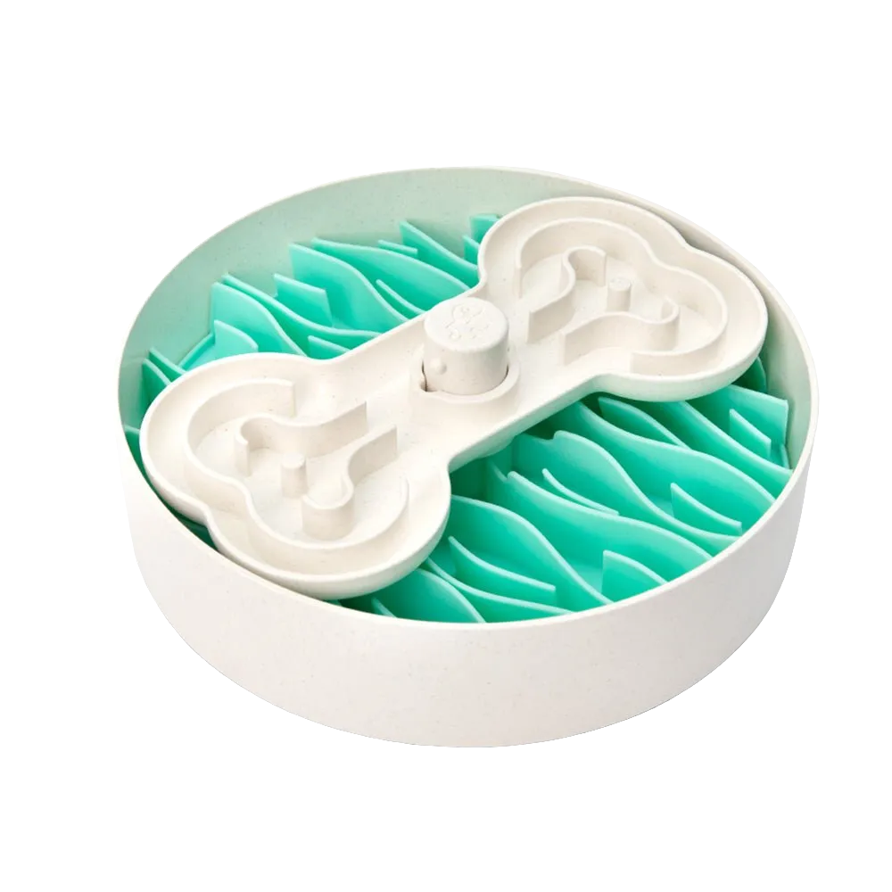 Puzzle Licker Maze Slow Feeder - Triple Texture Dog Bowl for Fun & Healthy Eating (Green)