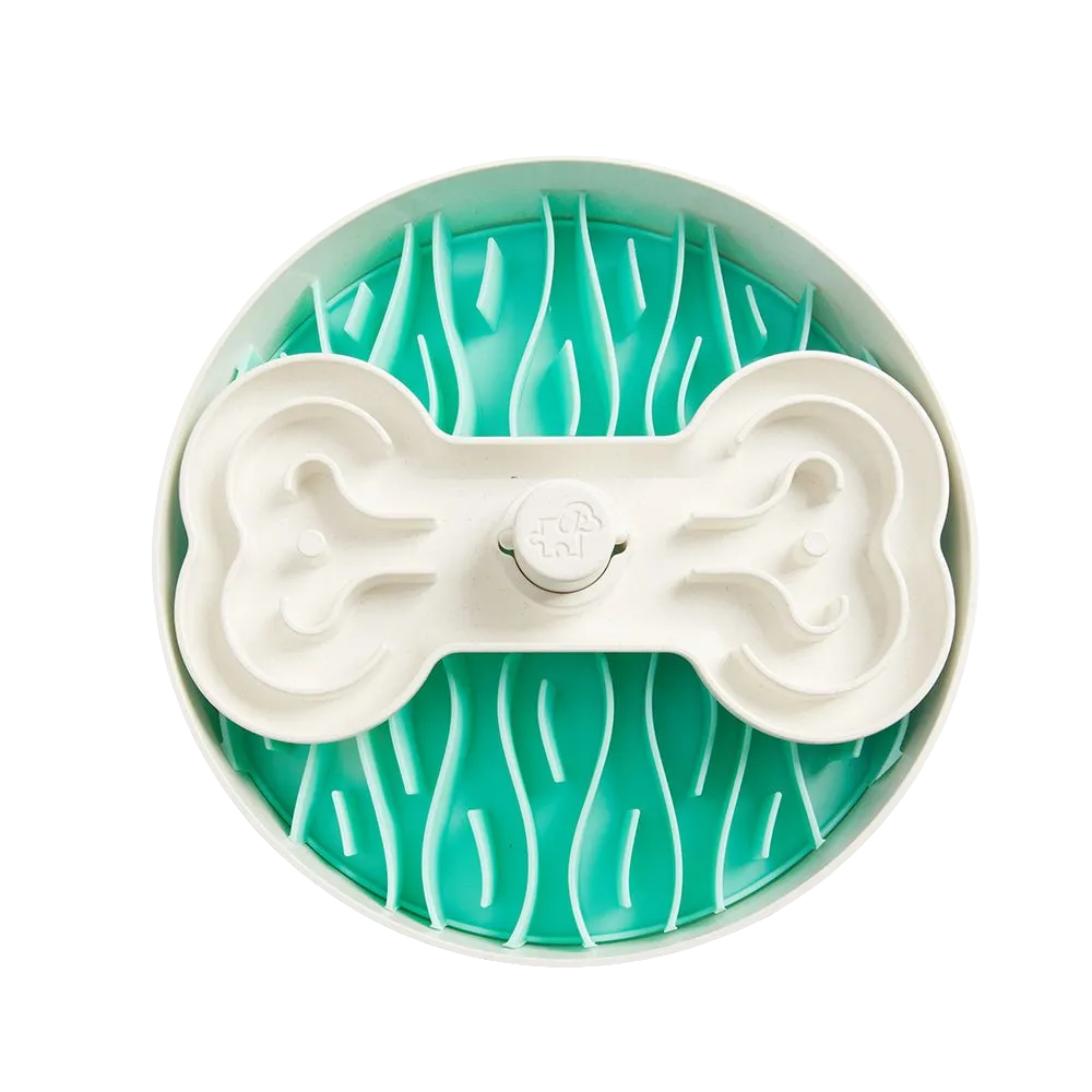 Puzzle Licker Maze Slow Feeder - Triple Texture Dog Bowl for Fun & Healthy Eating (Green)