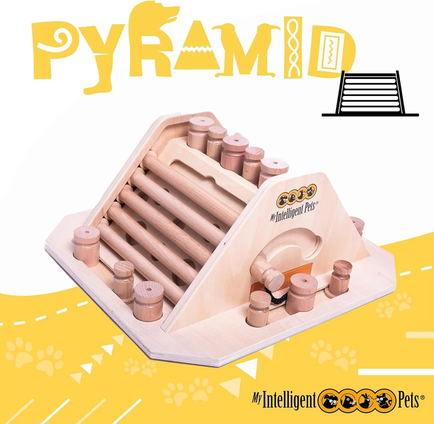 Pyramid - Interactive Wooden Puzzle Toy for Dogs, Treat-Dispensing Brain Game for Mental Stimulation, Boredom Buster for Smart and Active Pets