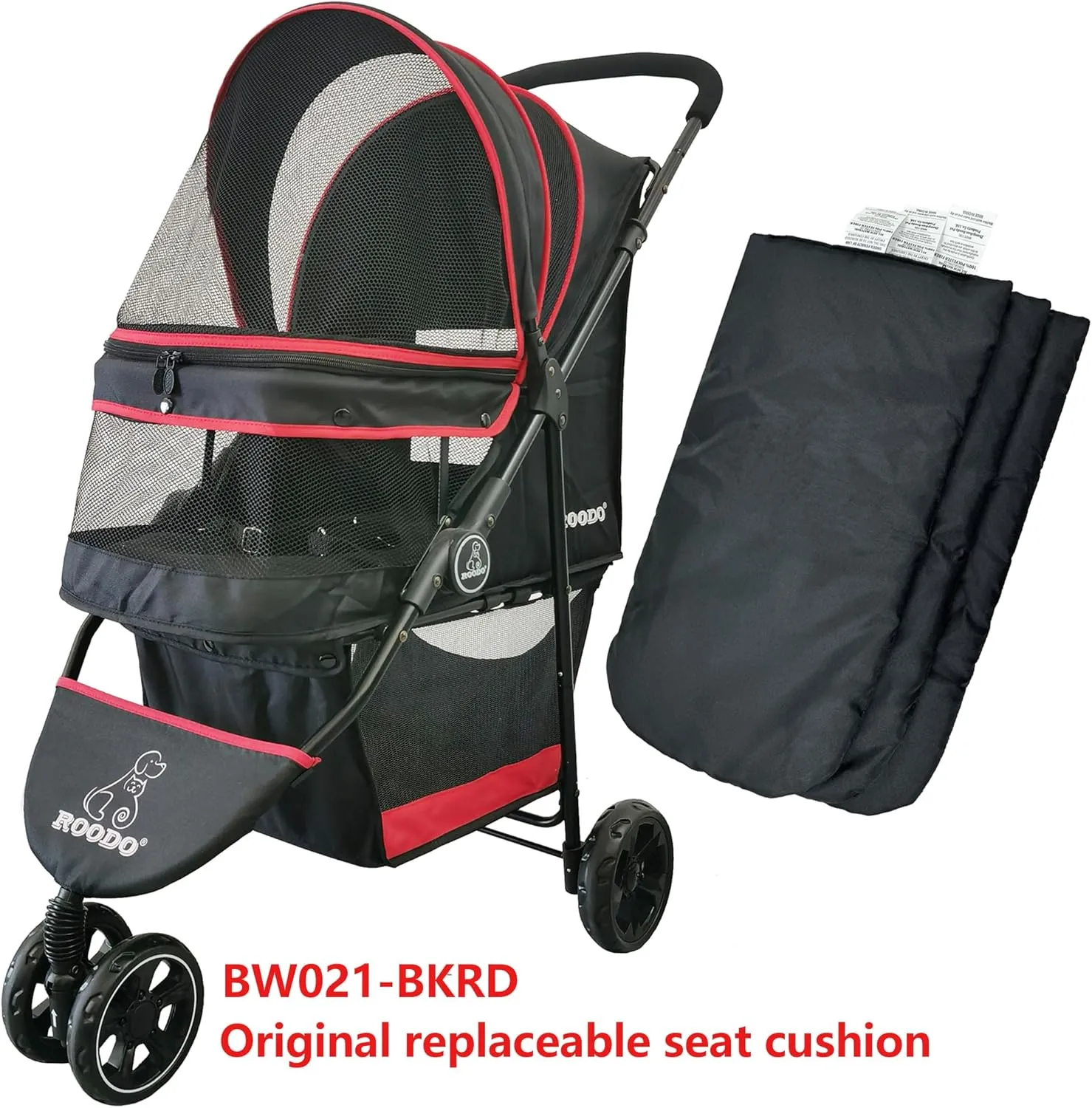 ROODO Original Replaceable Pet Stroller Pad for Exclusive Use Easy to Clean,Set of 3 pc(Black)