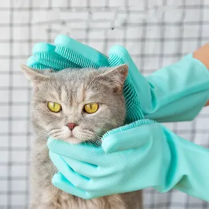 Silicone Dog Grooming Hair Comb Puppy Brush Glove Bath Cleaning Brushes Small Dog Cat Massage Pet Grooming Gloves | Brodtica.com