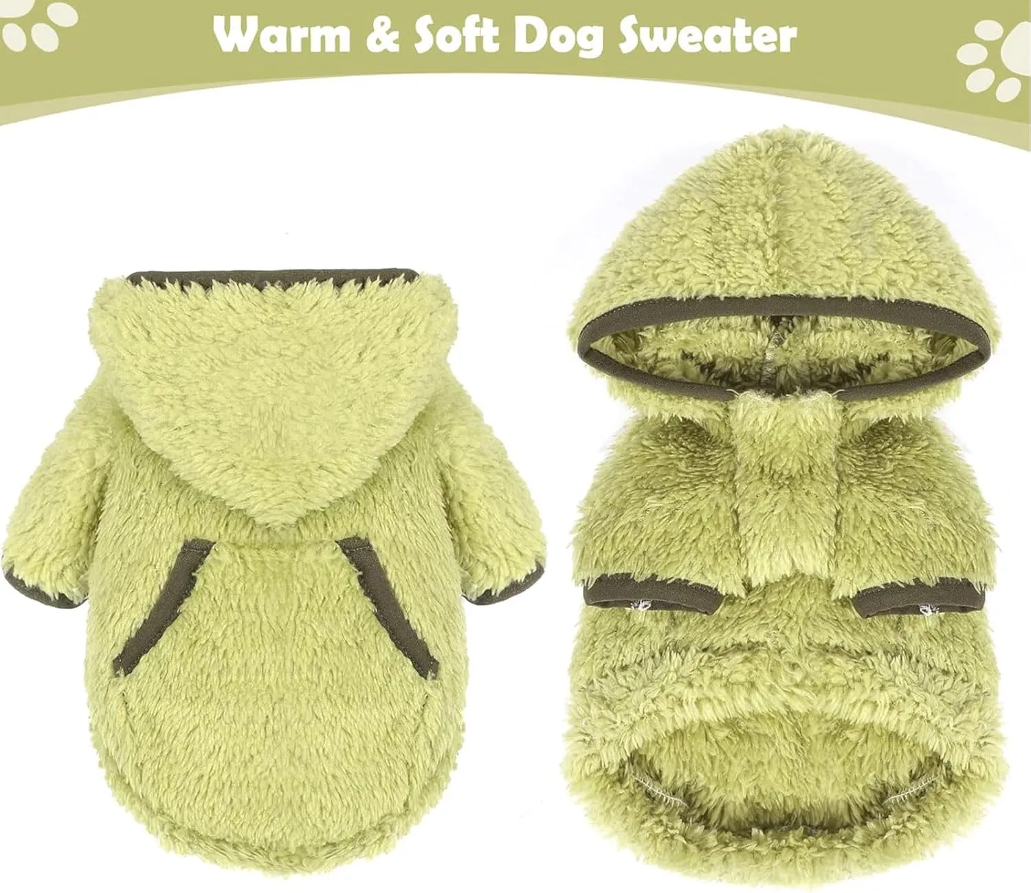 Small Dog Sweater Fleece Dog Hoodie Girl Boy Winter Warm Puppy Clothes Chihuahua Teacup Yorkie Soft Stretchy Tiny Outfits Cat Sweater Pet Clothing, Green, XS