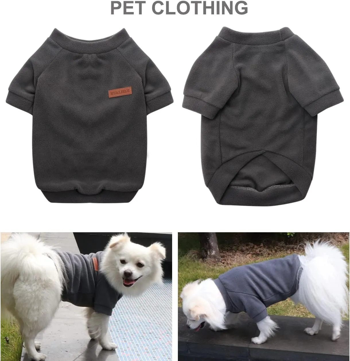 Small Dog Sweater Small Dog Sweatshirt Pet Hoodie, Warm and Lightweight, with a Soft Texture, Easy to Wear and Bright Colors (Gray, Large)