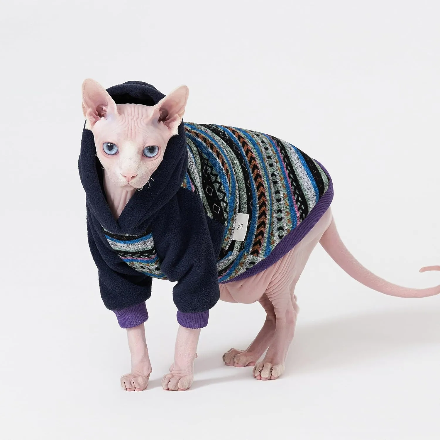 Sphynx Cat Hoodie Sweater, Cat Hoodie,Warm Fleece Sweater for cat, Knit Optic Fleece cat Hoodie Dog Clothes for Kitten Small Medium Dogs (Large)