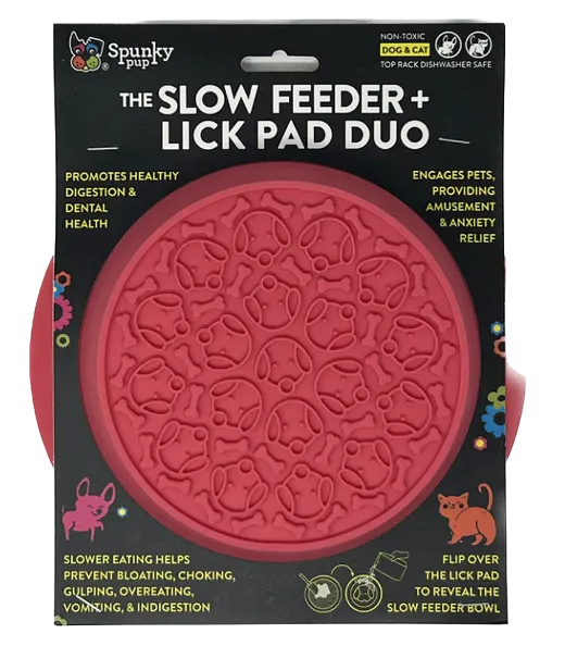 SPUNKY Pup Duo Slow Feeding Dog Bowl & Lick Pad Combo
