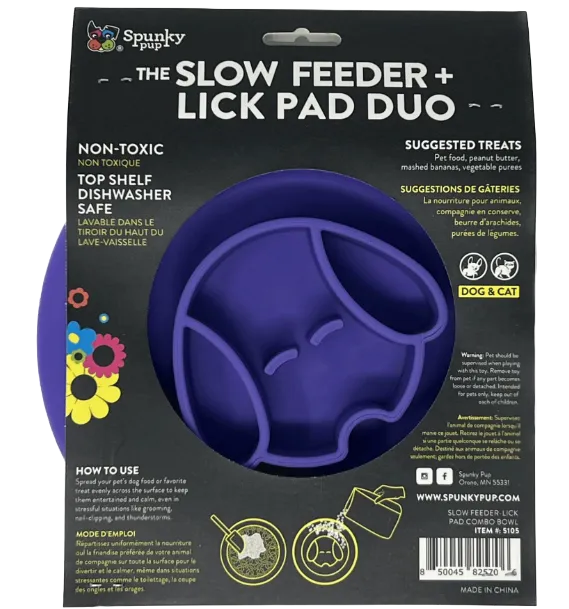 SPUNKY Pup Duo Slow Feeding Dog Bowl & Lick Pad Combo