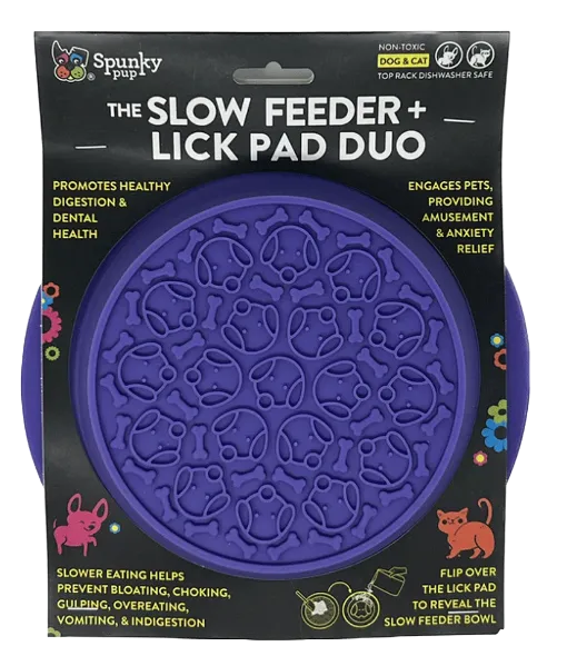 SPUNKY Pup Duo Slow Feeding Dog Bowl & Lick Pad Combo