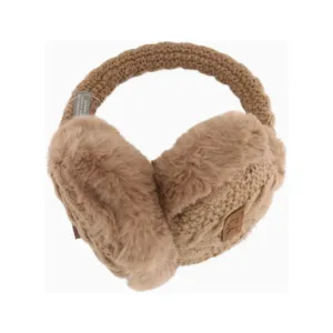Taupe Cable Knit Faux Fur Earmuffs