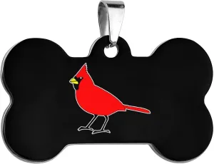 The Northern Cardinal Bird Pet ID Tags Personalized Stainless Steel Dog and Cat Tags Cute Collar Tag Bone Shape
