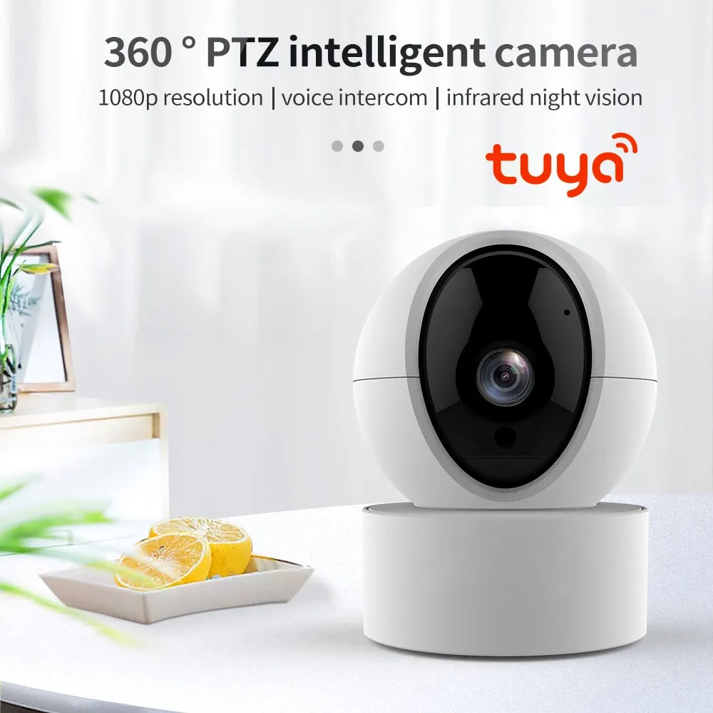 Tuya Smart 350° PTZ HD Camera 2MP Indoor color dome CCTV Camera with WiFi Home Security Alarm System Surveillance Cameras