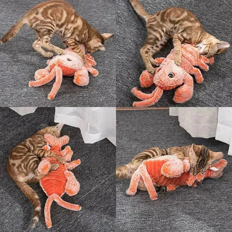 USB Rechargeable Floppy Lobster Interactive Cat Toy – Gravity Jumping Shrimp