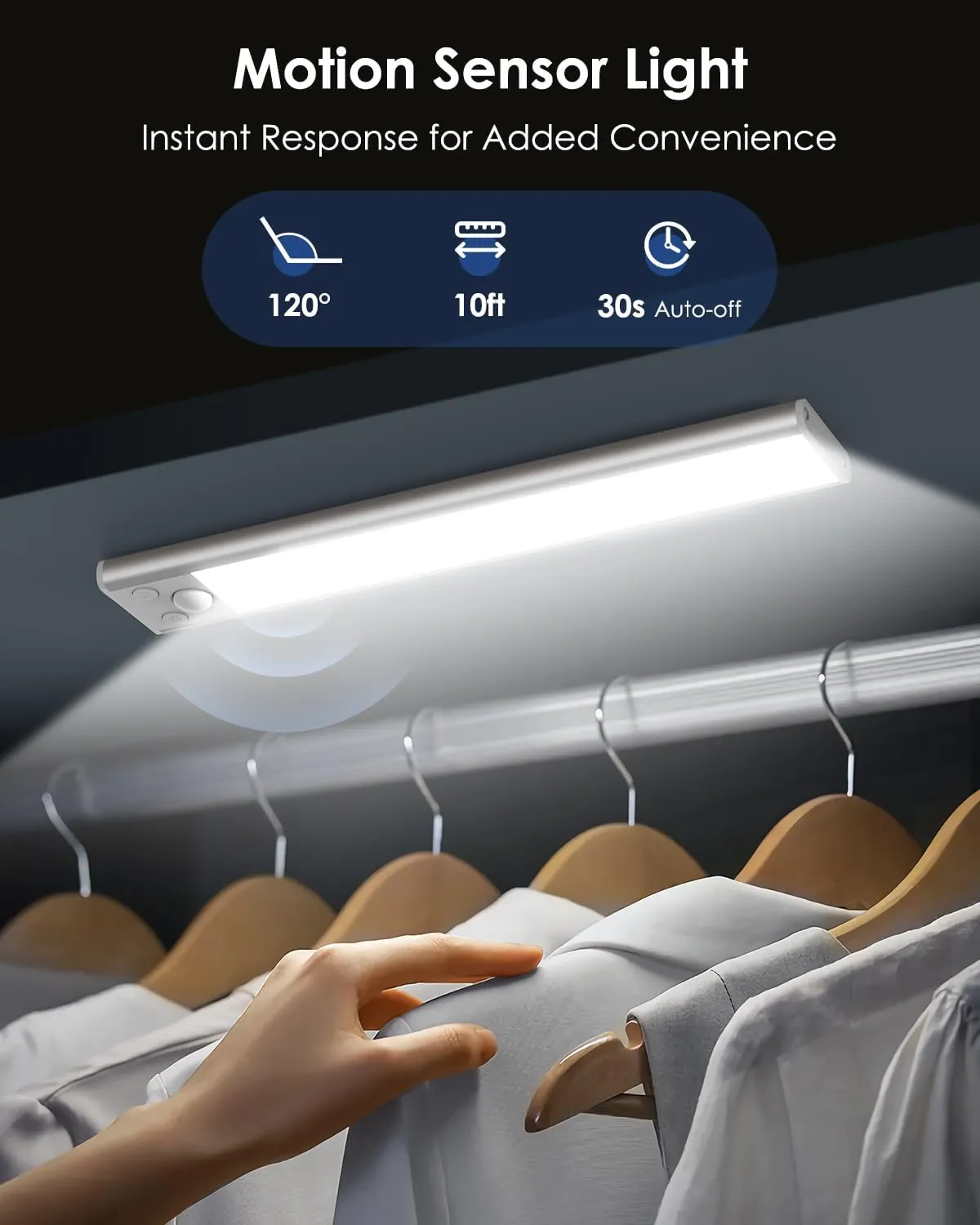 VerRon 5 Pack Under Cabinet Lighting Wireless, Battery Operated Motion Sensor Light Indoor with 3 Color Temps 68 LED, Upgraded 2200mAh Rechargeable Under Cabinet Lights Closet Lights for Kitchen, 10in